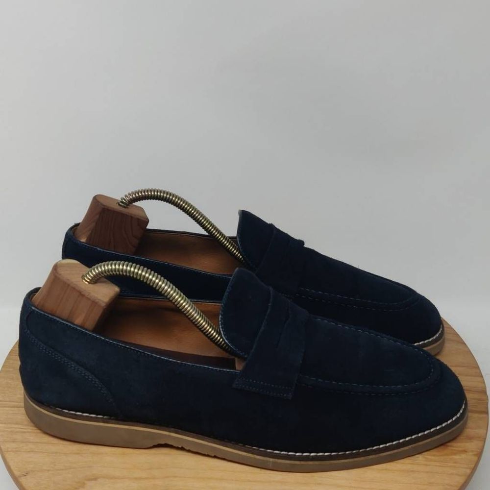 Bruno Magli Suede Penny Loafers Casual Shoes- Mens- Size 10- Blue- Dress Shoes